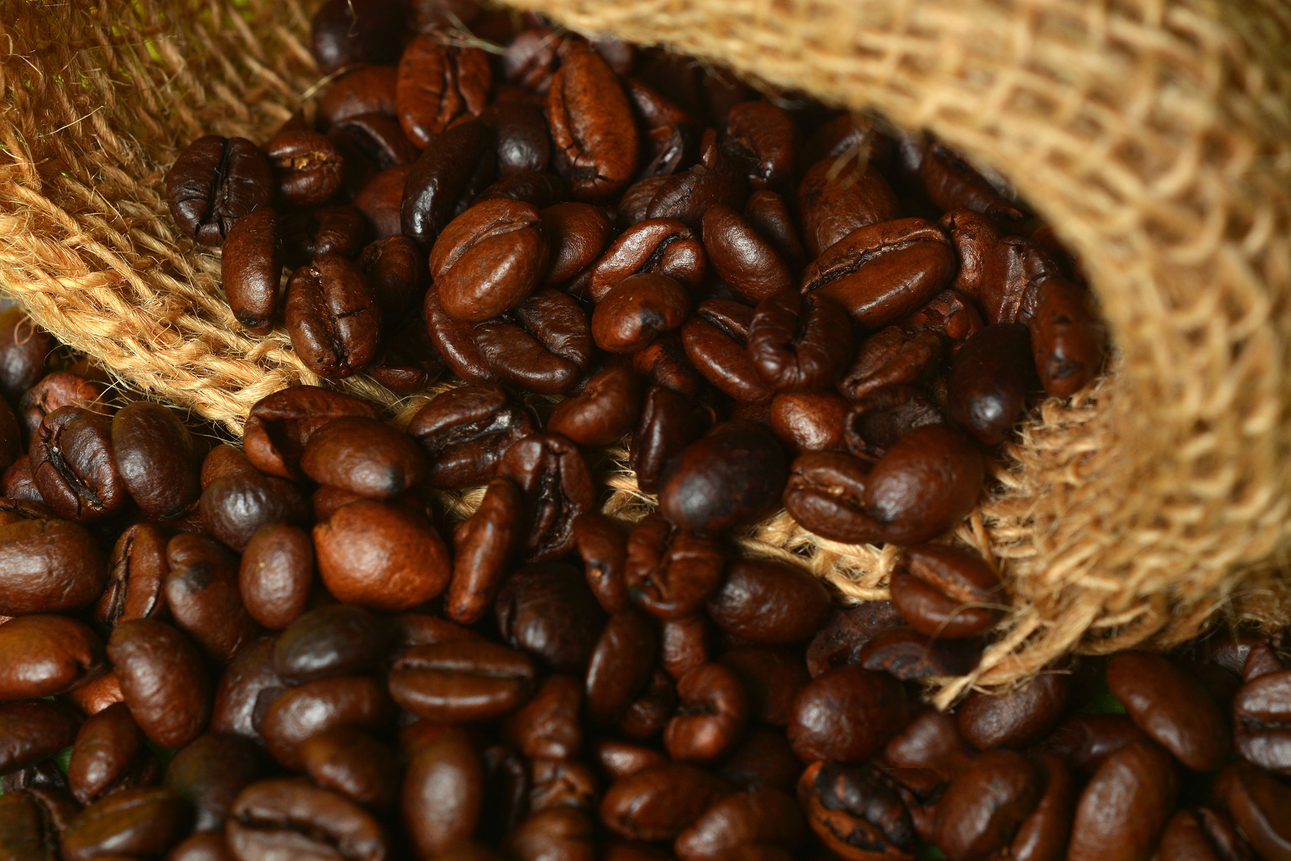 coffee beans pouring